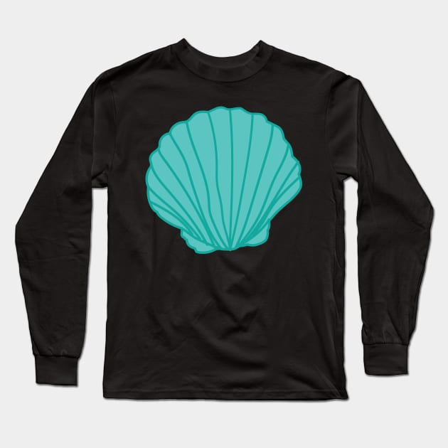 Teal Seashell Long Sleeve T-Shirt by courtneylgraben